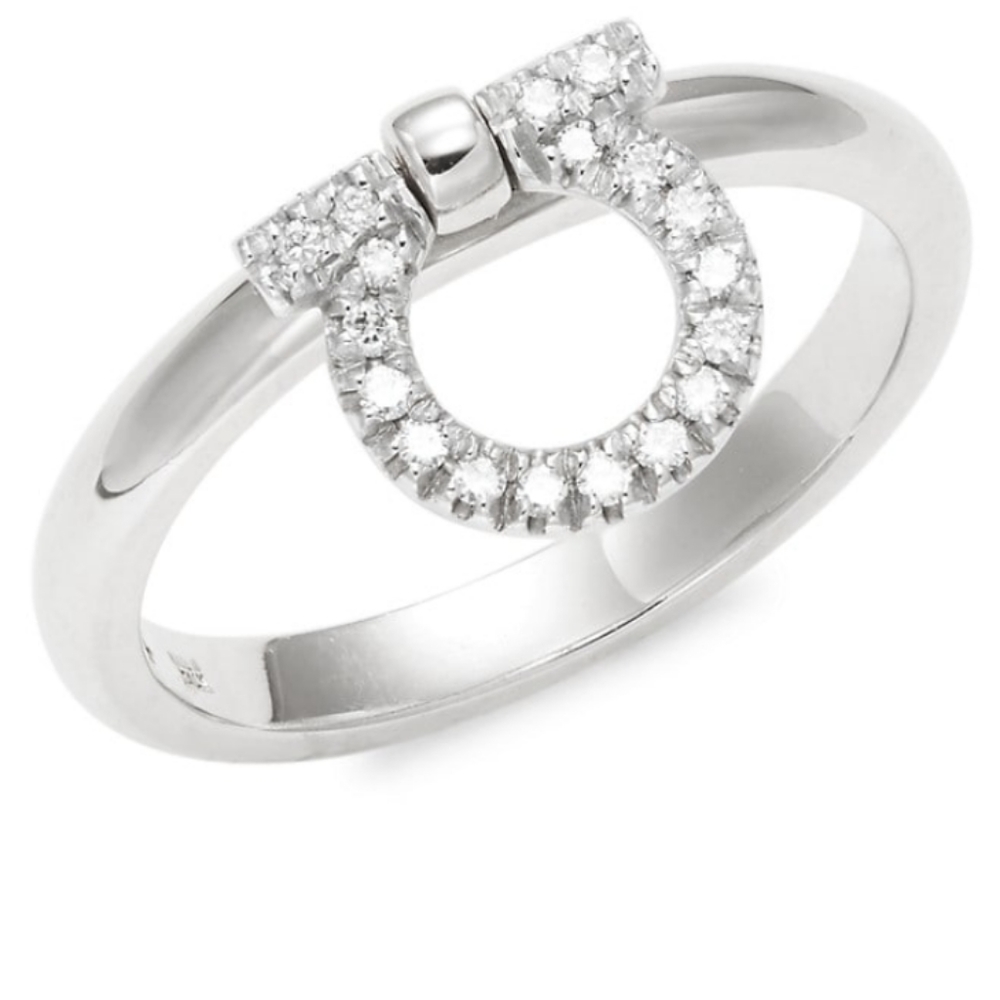 Salvatore Ferragamo 18k white gold diamond ring